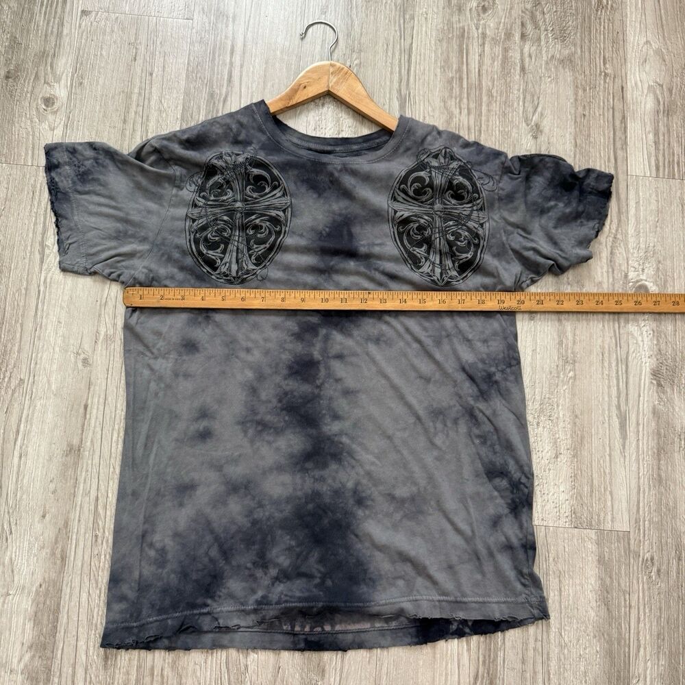 Affliction Crows Aficionados Graphic Tee Men's M Grey Black Wash Y2K Grunge - Picture 8 of 8